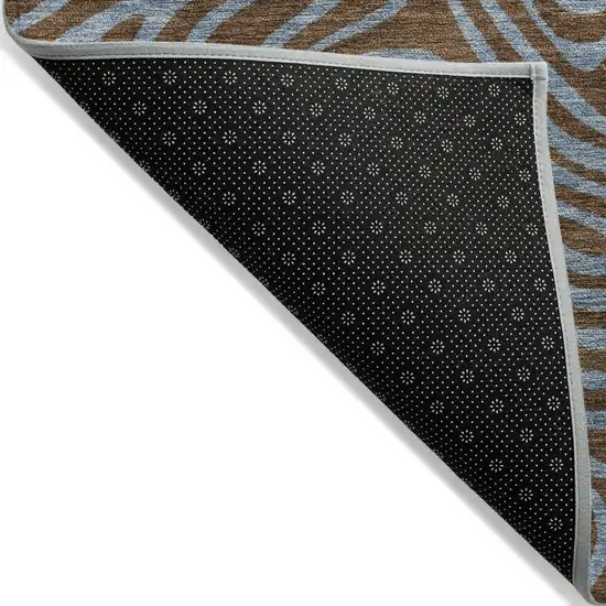 Brown And Light Blue Abstract Washable Indoor Outdoor Area Rug Photo 4