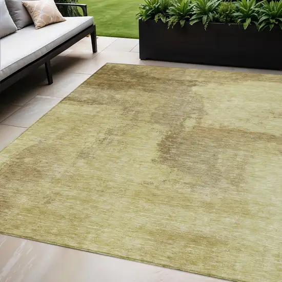 Brown And Light Yellow Abstract Washable Indoor Outdoor Area Rug Photo 1
