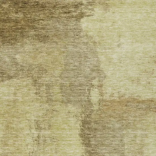 Brown And Light Yellow Abstract Washable Indoor Outdoor Area Rug Photo 5