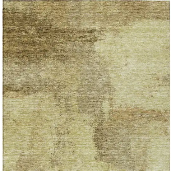 Brown And Light Yellow Abstract Washable Indoor Outdoor Area Rug Photo 6