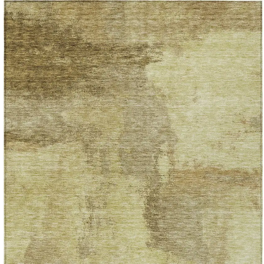 Brown And Light Yellow Abstract Washable Indoor Outdoor Area Rug Photo 6