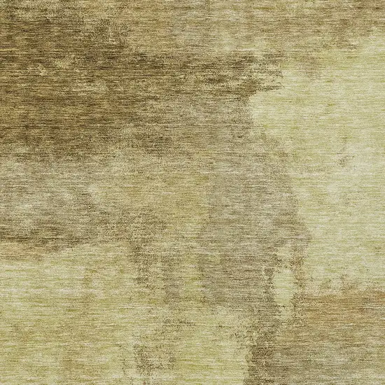 Brown And Light Yellow Abstract Washable Indoor Outdoor Area Rug Photo 5
