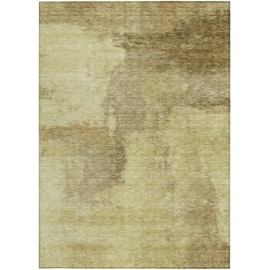 Brown And Light Yellow Abstract Washable Indoor Outdoor Area Rug Photo 5