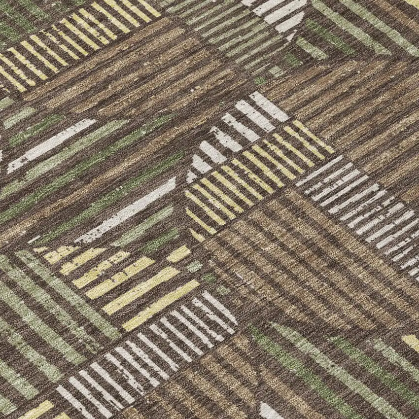 Brown And Linen Geometric Washable Indoor Outdoor Area Rug Photo 6