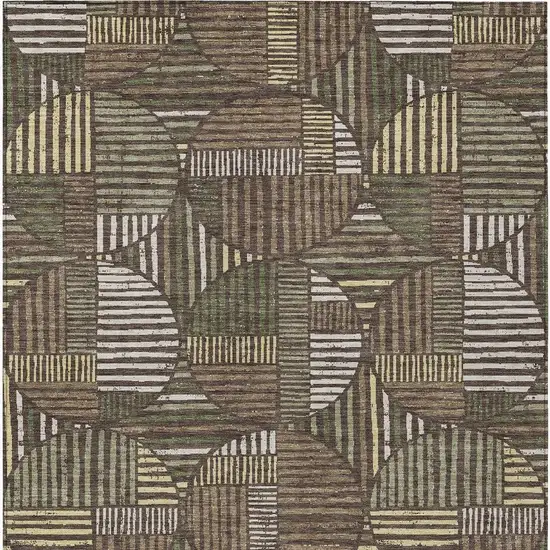 Brown And Linen Geometric Washable Indoor Outdoor Area Rug Photo 4