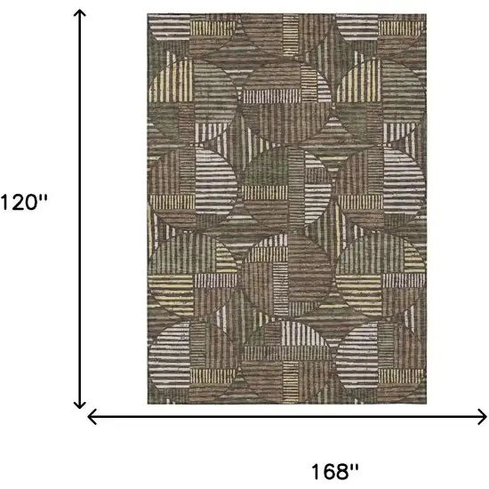 Brown And Linen Geometric Washable Indoor Outdoor Area Rug Photo 7