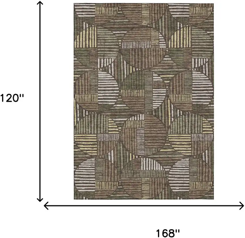 Brown And Linen Geometric Washable Indoor Outdoor Area Rug Photo 7