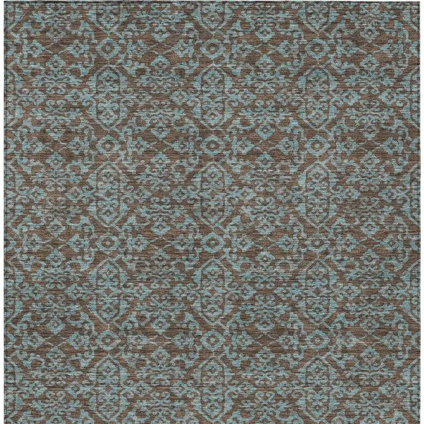 Brown And Linen Oriental Washable Indoor Outdoor Area Rug Photo 4
