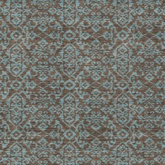 Brown And Linen Oriental Washable Indoor Outdoor Area Rug Photo 3