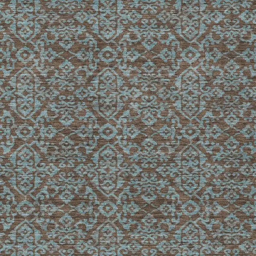 Brown And Linen Oriental Washable Indoor Outdoor Area Rug Photo 3