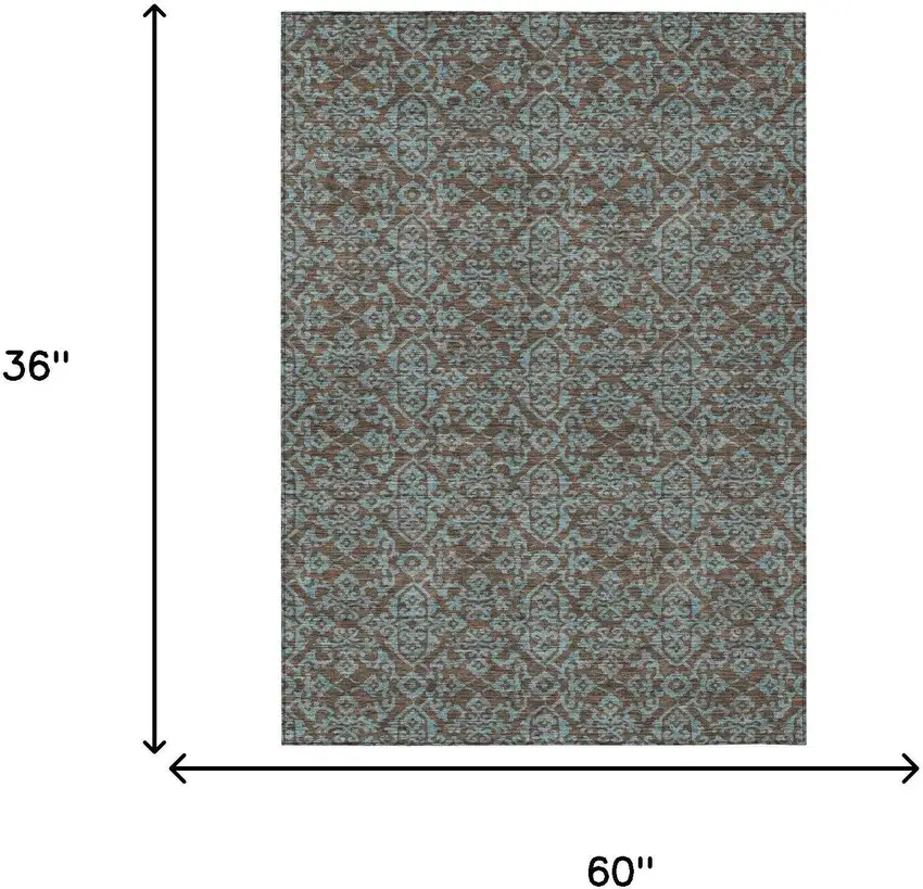 Brown And Linen Oriental Washable Indoor Outdoor Area Rug Photo 7
