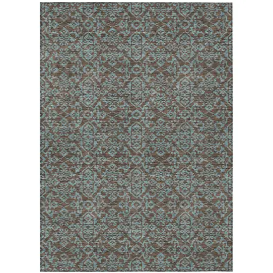 Brown And Linen Oriental Washable Indoor Outdoor Area Rug Photo 2