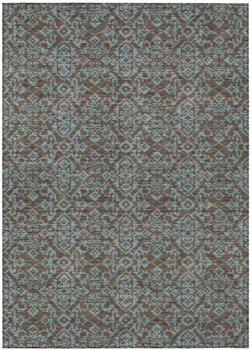 Brown And Linen Oriental Washable Indoor Outdoor Area Rug Photo 2
