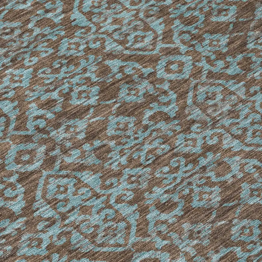 Brown And Linen Oriental Washable Indoor Outdoor Area Rug Photo 6