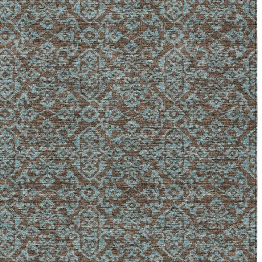 Brown And Linen Oriental Washable Indoor Outdoor Area Rug Photo 3