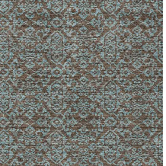 Brown And Linen Oriental Washable Indoor Outdoor Area Rug Photo 3