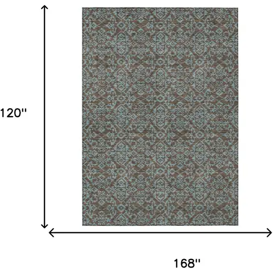 Brown And Linen Oriental Washable Indoor Outdoor Area Rug Photo 7