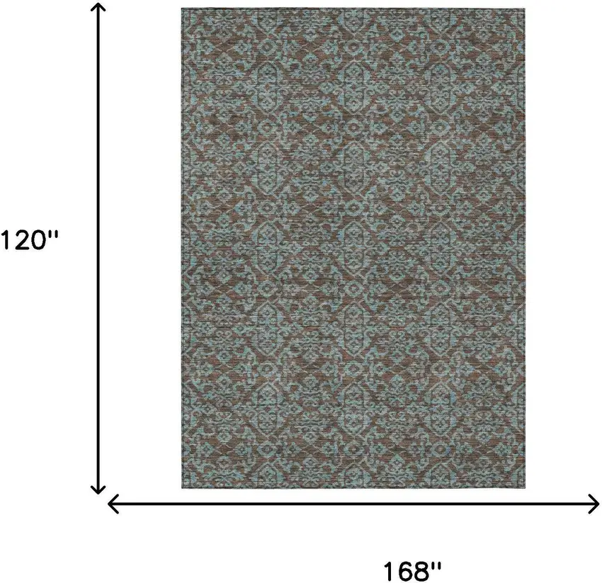 Brown And Linen Oriental Washable Indoor Outdoor Area Rug Photo 7