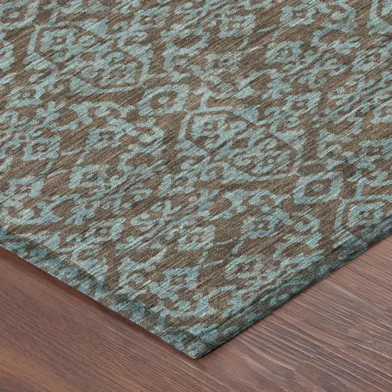 Brown And Linen Oriental Washable Indoor Outdoor Area Rug Photo 5