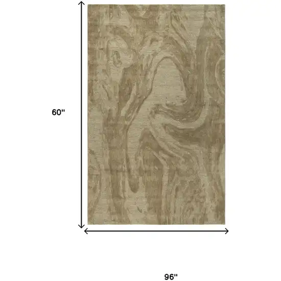 Brown And Natural Wool Abstract Hand Tufted Area Rug Photo 6