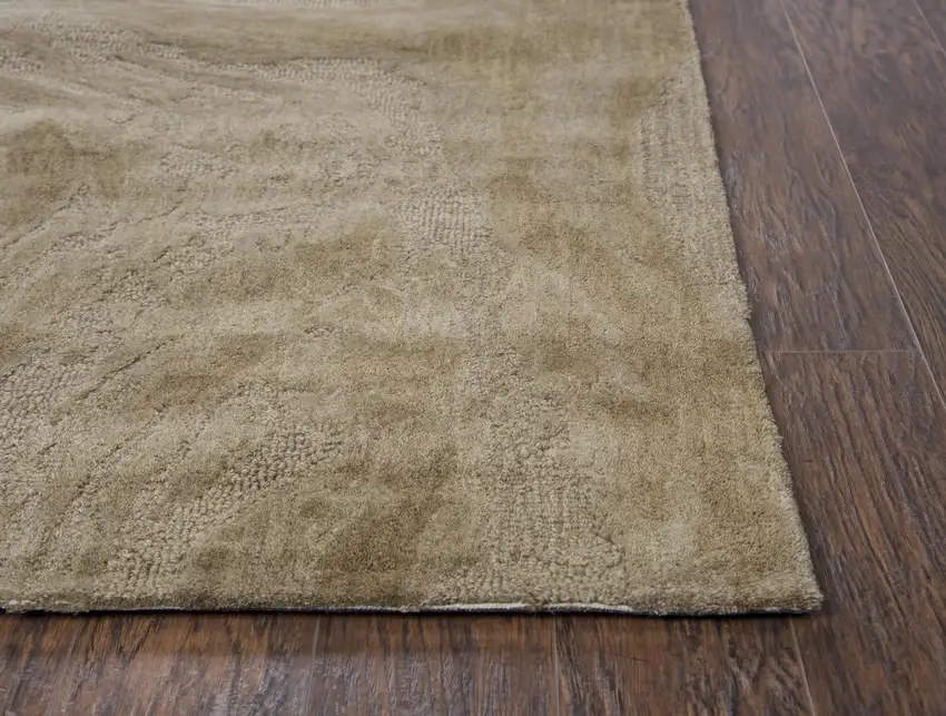 Brown And Natural Wool Abstract Hand Tufted Area Rug Photo 2