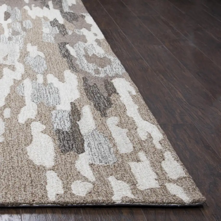 Brown And Natural Wool Abstract Hand Tufted Area Rug Photo 2