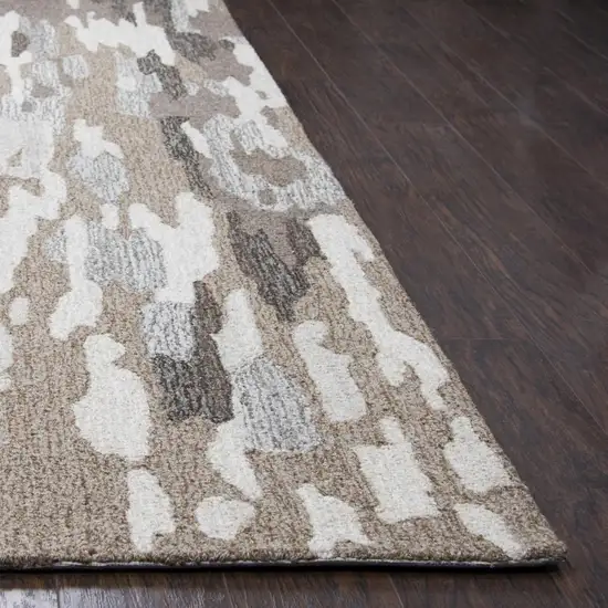 Brown And Natural Wool Abstract Hand Tufted Area Rug Photo 2