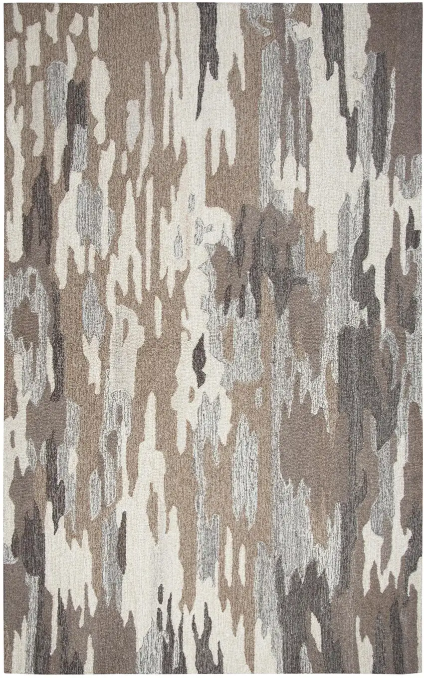 Brown And Natural Wool Abstract Hand Tufted Area Rug Photo 1