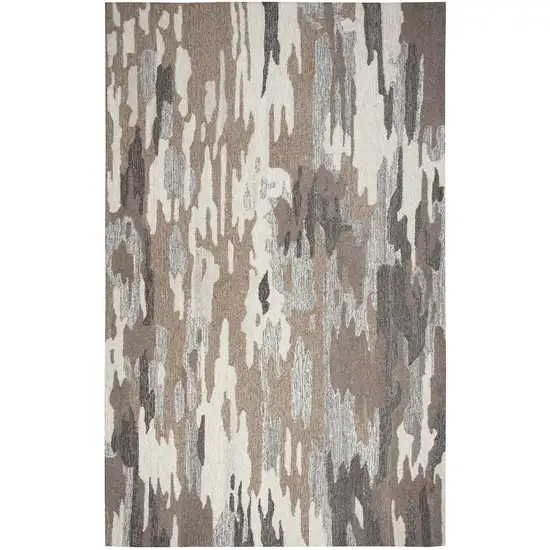 Brown And Natural Wool Abstract Hand Tufted Area Rug Photo 1