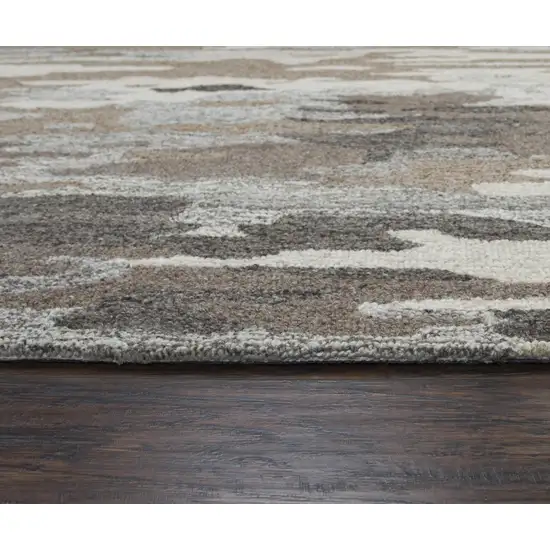 Brown And Natural Wool Abstract Hand Tufted Area Rug Photo 4