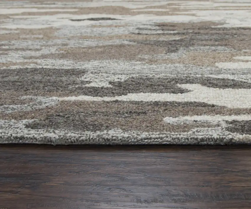Brown And Natural Wool Abstract Hand Tufted Area Rug Photo 4
