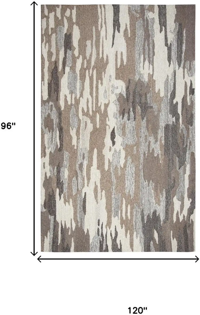 Brown And Natural Wool Abstract Hand Tufted Area Rug Photo 5