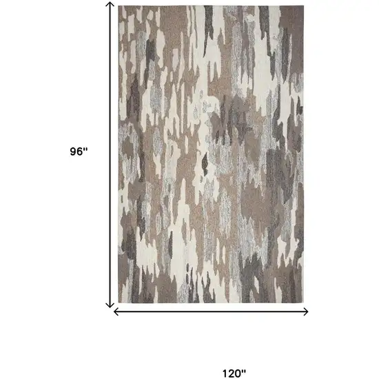 Brown And Natural Wool Abstract Hand Tufted Area Rug Photo 5