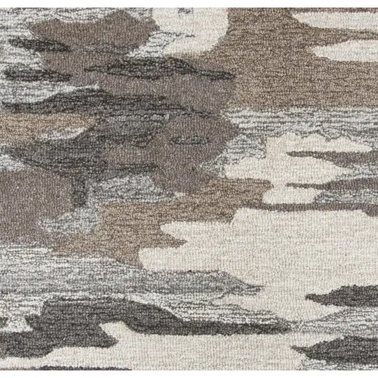 Brown And Natural Wool Abstract Hand Tufted Area Rug Photo 3