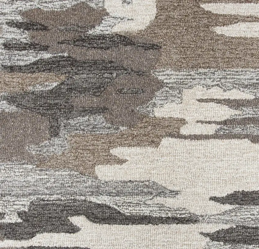 Brown And Natural Wool Abstract Hand Tufted Area Rug Photo 3
