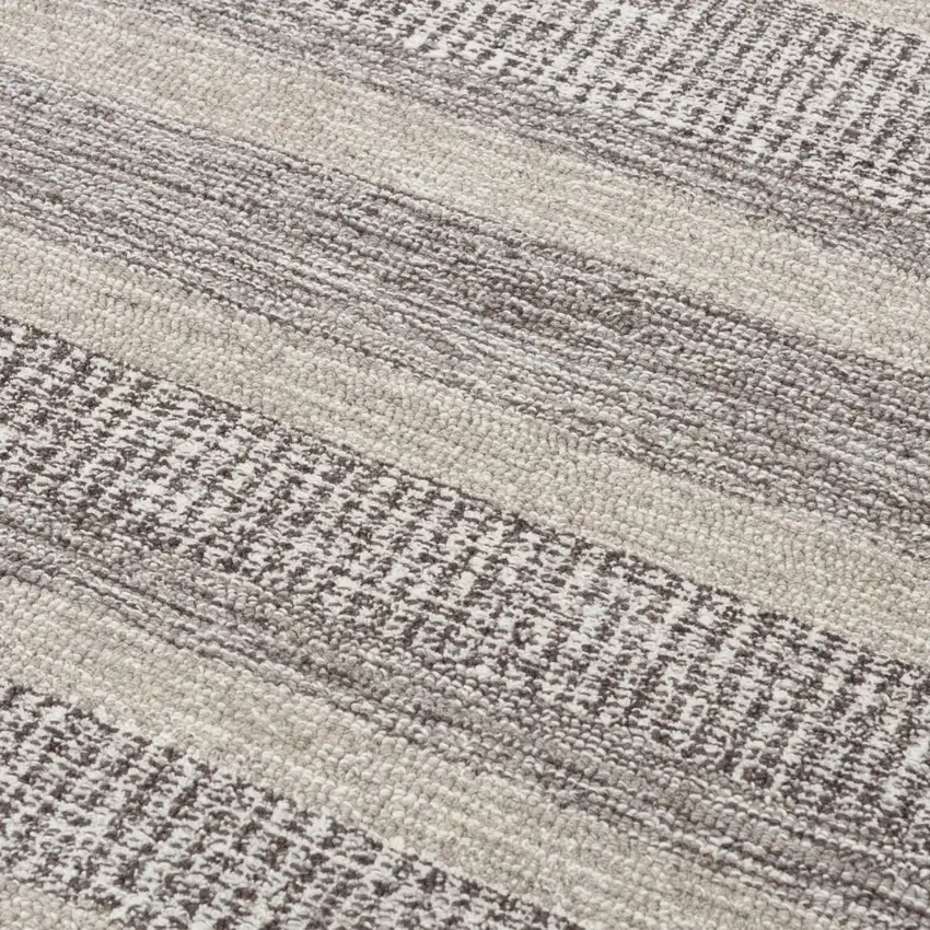 Brown And Natural Wool Striped Hand Tufted Area Rug Photo 4