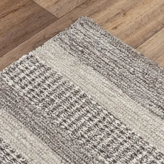 Brown And Natural Wool Striped Hand Tufted Area Rug Photo 5