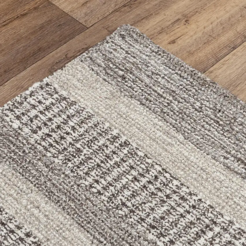 Brown And Natural Wool Striped Hand Tufted Area Rug Photo 5