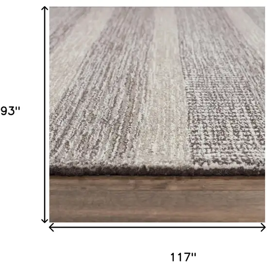 Brown And Natural Wool Striped Hand Tufted Area Rug Photo 6