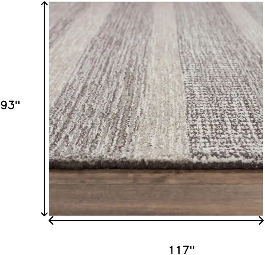 Brown And Natural Wool Striped Hand Tufted Area Rug Photo 6