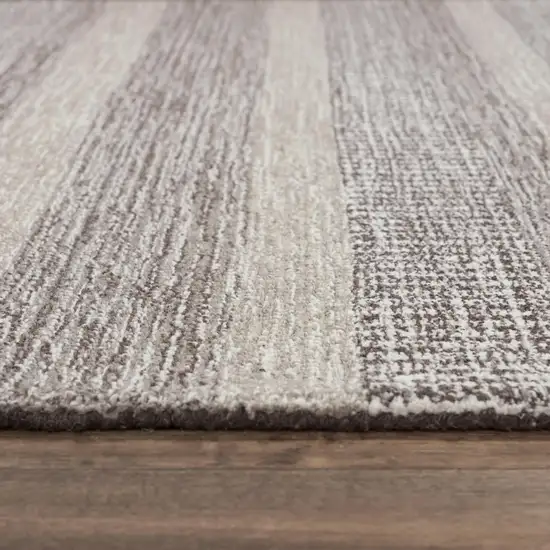Brown And Natural Wool Striped Hand Tufted Area Rug Photo 1