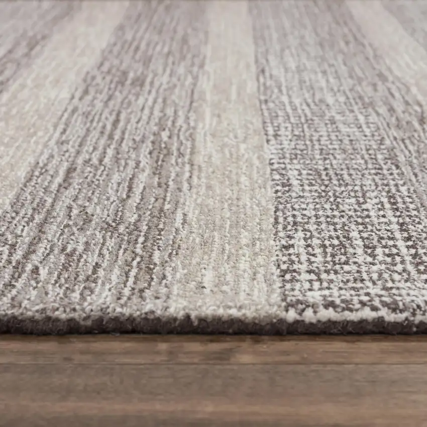 Brown And Natural Wool Striped Hand Tufted Area Rug Photo 1