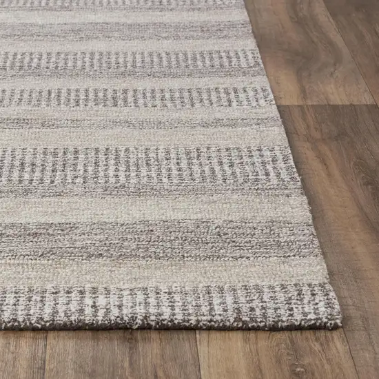 Brown And Natural Wool Striped Hand Tufted Area Rug Photo 3
