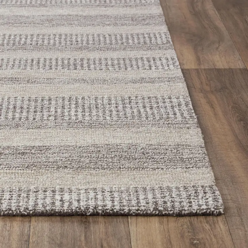 Brown And Natural Wool Striped Hand Tufted Area Rug Photo 3