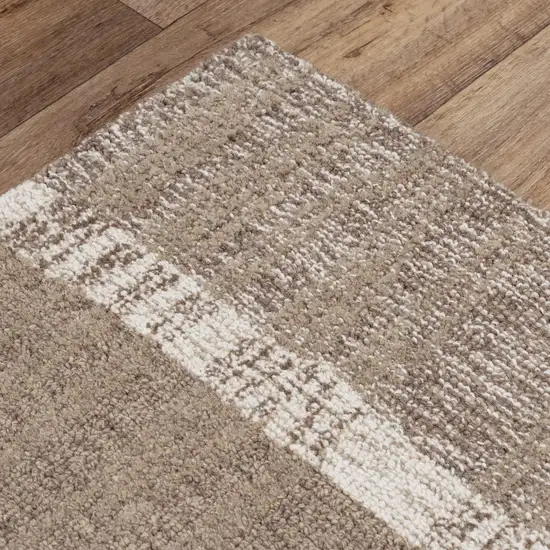Brown And Natural Wool Striped Hand Tufted Area Rug Photo 4