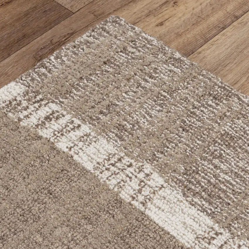 Brown And Natural Wool Striped Hand Tufted Area Rug Photo 4