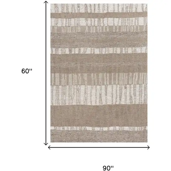 Brown And Natural Wool Striped Hand Tufted Area Rug Photo 6