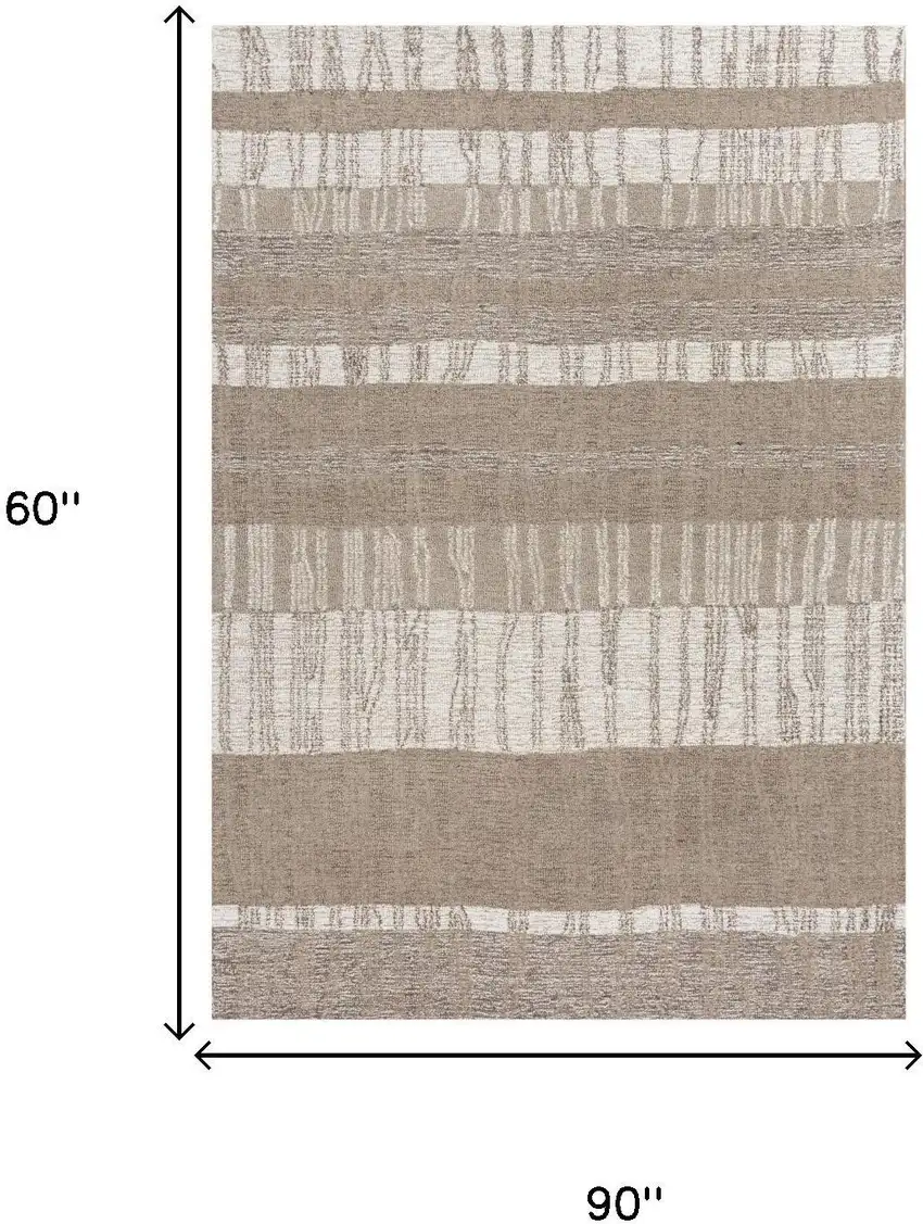 Brown And Natural Wool Striped Hand Tufted Area Rug Photo 6