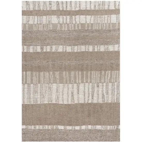Brown And Natural Wool Striped Hand Tufted Area Rug Photo 1