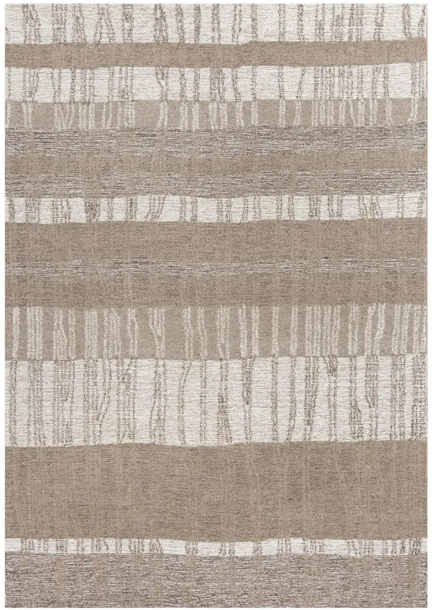 Brown And Natural Wool Striped Hand Tufted Area Rug Photo 1